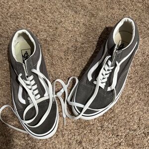 Vans Gray and White High-Top Skate Sneakers